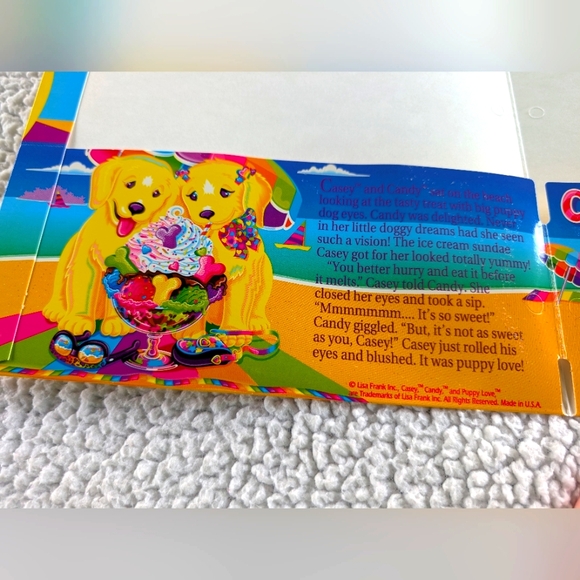 Vintage 90’s Lisa Frank Casey Candy Puppy Love Ice Cream Sundae Beach Fo… - Picture 4 of 5